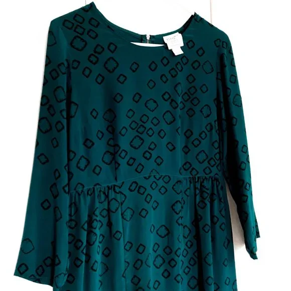 urban outfitters long sleeve 100% silk teal dress - Picture 6 of 10